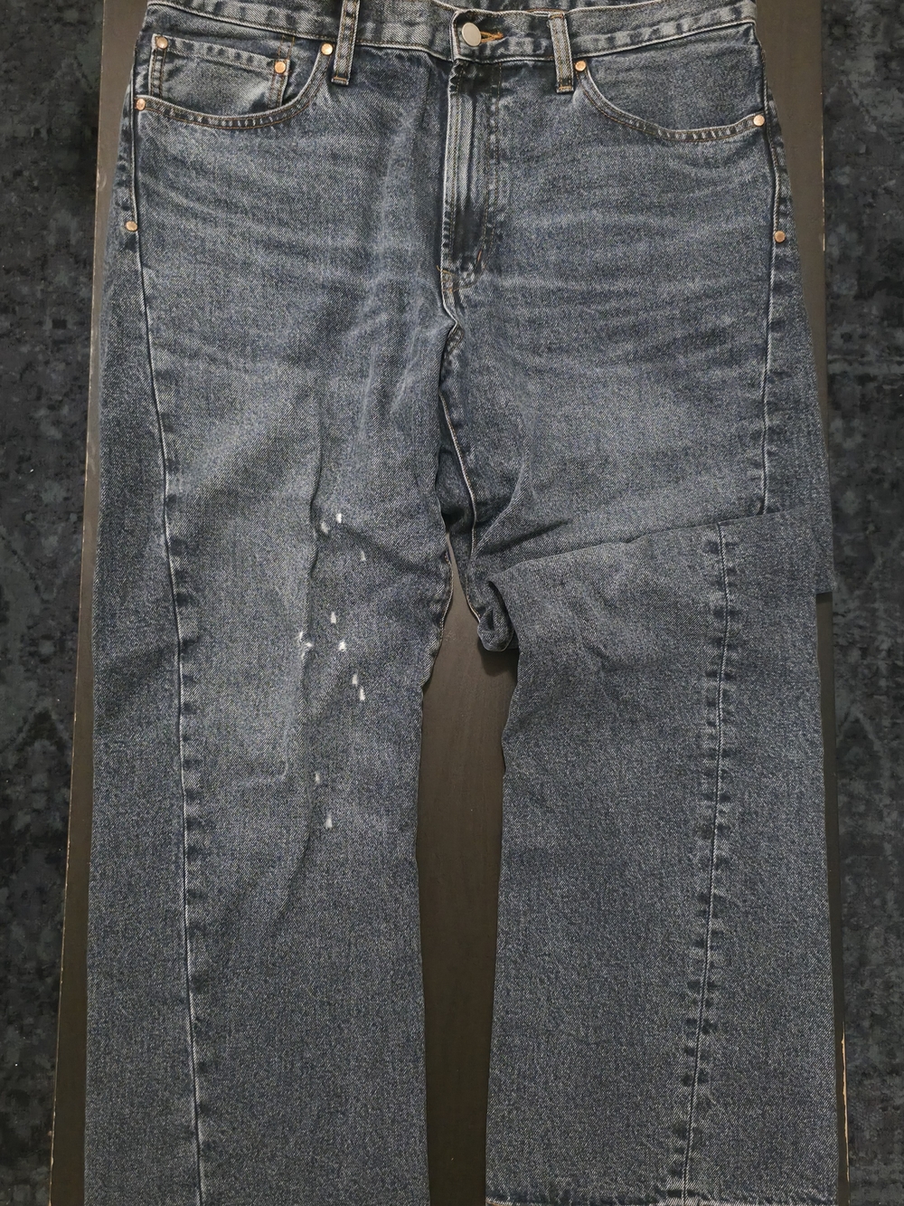 GU US UNDERCOVER Men's Straight Fit Dark Blue Denim Jeans